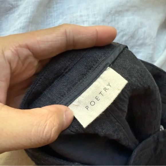 Poetry Charcoal grey linen cotton textured gauze Bermuda shorts - Picture 7 of 8